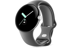 Google Pixel Watch - Montre Intelligente Android avec Tracker d'activité et de fréquence Cardiaque - Boîtier en Acier Inoxydable argenté Poli avec Bracelet de Sport Charbon, LTE