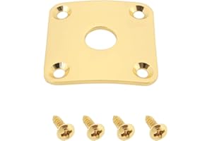 YINETTECH Plaque de Recouvrement de Prise de Guitare électrique Carrée en Métal 35 X 35 Mm Ouverture 10 Mm avec Vis Compatible avec Gibson Les Paul Compatible avec Prise Jack 1/4" Doré