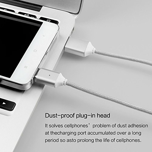 Magnetische Micro USB Kabel Nylon, BeneStellar (2 Pack 2m) High Speed USB 2.0 A Male auf Micro B Magnetische Synchronisations und Ladekabel für Android, Samsung, Huawei, HTC, Sony, Nexus, Xiaomi und mehr(Silber 6ft) - 8