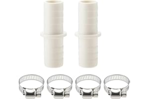 YIMEIZHIGUANG Washing Machine Waste Pipe Connector 2 Pack - Leak-Proof Hose to Hose Joiner with 4 Metal Clamps,110810 Drain Extension Adapter for Dishwasher & Washing Machine Outlet,Plastic Drainage Extension Kit