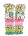 Gorgeous Baby Girls 1-3 Years Satin Floral Lace Pastel Pinks & Greens Zig Zag Leg Warmers