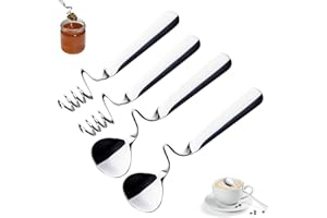 AYEUPZ Juego de 2 cucharillas de café de acero inoxidable, cucharas de postre, cucharas de café con mango curvado, cucharas de miel, cucharas de té (plata)