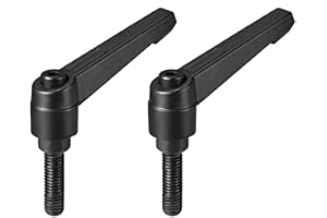 sourcing map M8 x 25mm Handle Adjustable Clamping Lever Thread Push Button Ratchet Male Threaded Stud Knobs Locking Rotating Screw Handles Quick Release Bolt Black 2pcs