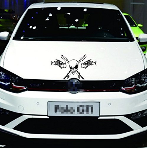 Coche estilo adhesivo calavera y pesca coche vinilo adhesivo decoración película coche diy adhesivo tuning partes