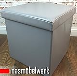 Faltbarer Sitzhocker Sitzwürfel Würfel Aufbewahrungsbox Möbel 38x38x38 cm in grau
