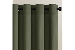 ‎TOPFINEL Topfinel Vorhänge Grün für Kinderzimmer Gardinen mit Ösen Kurz Vorhang Leinen Halbtransparent Ösenvorhang 2er Set 140x145 cm (B x H) Gardine Schlaufenschal Deko für Modern Wohnzimmer Schlafzimmer