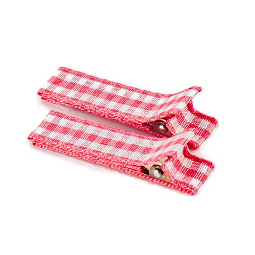 Pair of quality hair clip – pink checked pattern fabric – Pulling many variations Made in Gemany