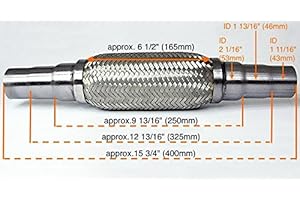 GOINGFAST Flexible Tuyau D'échappement Flex Tube Tresse Inox Ø 45x48x55 mm/L 400 mm