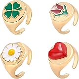 Jewels Galaxy Stylish Vintage Floral Designs Silver Plushy Rings for Women/Girls (Mixed Sizes): 