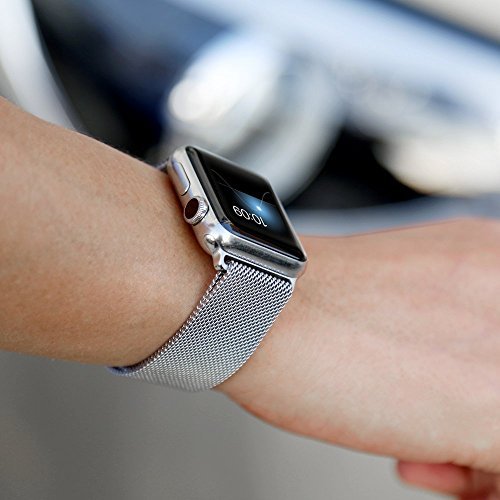 Bandas y funda para Apple Watch 38  mm  Zyra Milanese Loop Acero Inoxidable Replacement Correa De Pulsera Con chapado en 2  de la serie resistente a los ara  azos       Marco protector de TPU para Apple reloj  serie 1