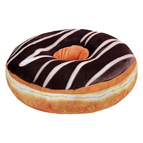 Kissen Donut Kissen Donutkissen Deko Kissen Dekokissen Sitzkissen Kuschelkissen Doughnut ca. 40 cm rund (Schoko)