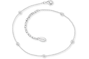 Engelsrufer Fußkettchen für Damen mit Perlen oder Zirkonia, 925er Sterlingsilber rhodiniert, oder Edelstahl, verstellbare Länge, nickelfrei, Allergiker geeignet