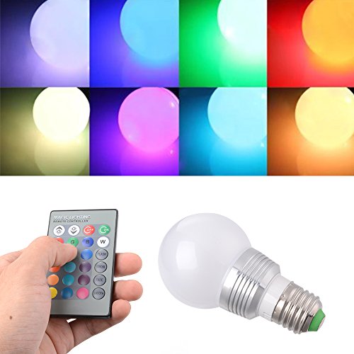 Sunix® 3W E27 RGB LED Lampe multicolor Glühbirne / Glühlampe mit Ferbedienung, Farbwechsel 16 Farben Auswahl, LED Leuchtmittel, LED Birnen - 4