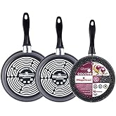 Magefesa K2 Gransasso Set of 3 Frying Pans 9.4 / 10.2 / 11 mm Grey Exterior Non-Stick Two-Layer Stone Effect Suitable for All