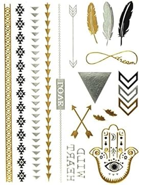 Bling your Body mit Flash Metallic Tattoos Gold Schwarz Silber Schmuck Tattoo für Körper Finger Arme