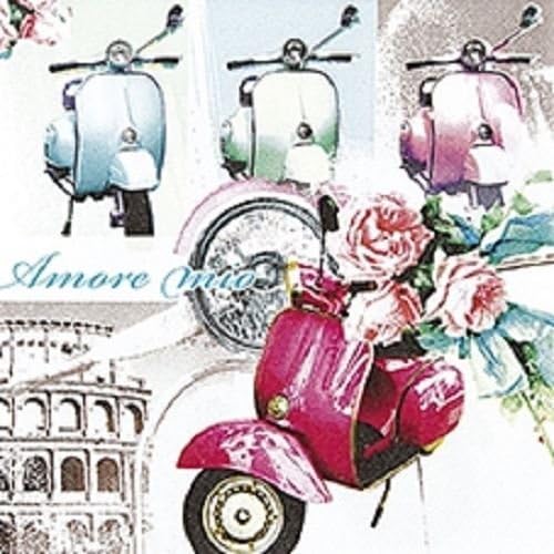 Home Fashion Pack of 20 Napkins / Serviettes - Vespa di Roma - 33cm x 33cm - 3ply