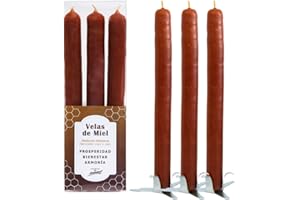 VELAS MARIANO Velas de Miel Artesanales para Rituales, Amor y Meditación | Pack 3 Velas Esotéricas 23cm | Cera Natural, Hechas a Mano | Energía Positiva y Protección Espiritual | Las Velas de Mariano