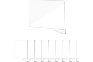 KITDAHOM 8 Piezas Separador de Estantería en Acrílico Transparente - Organizador de Bolsos para Armarios, 30 x 20 cm, Separador Multifuncional para Armarios, Muebles y Estanterías