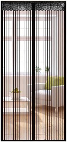 Magnetic Fly Insect Door Screen Mesh Curtain Keep Bugs Out Lets Fresh Air In. (35.4"x82.6", Black)