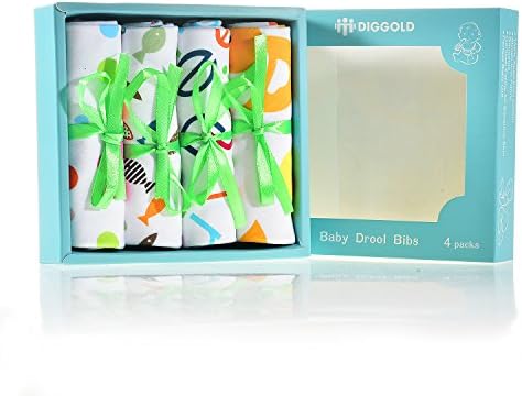 Baby Bandana Bib - Drool bibs 4 Pack Burp Cloths with Snaps - Soft Absorbent Infant and Toddler Accessories - Perfect Baby Gift Set for Drooling,Feeding,Teething - Use For Boy and Girl by DIGGOLD