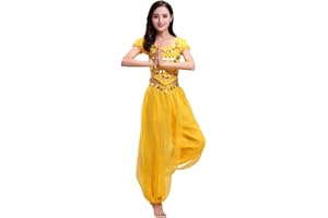 Grouptap Bollywood indian bharatanatyam belly dance 2-piece fancy dress red/blue/yellow costume outfit for womens girls adult dancer (150-169cm, 30-60kg)