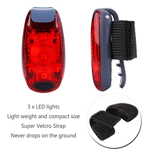 AlierGo 2er-Set LED Multifunktion-Sicherheitslicht mit Befestigungsclip und Klettverschlussband Drei Modi / Rücklicht für Fahrrad/Blinklicht für Laufen und Wandern/ Signallicht für Hundehalsband - 3