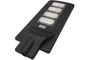 LeoFla Lampione Stradale Faro A LED 120W con Pannello Solare Crepuscolare E Telecomando, Metallo, Variabile, Media