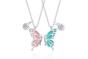 FFWTPY Best Friends Halskette Schmetterling BFF Freundschaftskette für 2 Mädchen Buchstaben Anhänger Kettes Damen Freundin Geschenk Anhängers Mädchen Geburtstagsgeschenke