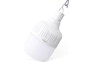LETOUR Lampadina da Lavoro a Sospensione, Luce a LED di Campeggio Ricaricabile Tramite USB, 5000 Lumen, 5 Livelli Dimmerabile, Luce Esterna Portatile da Campeggio / Terrazza / Giardino / Barbecue
