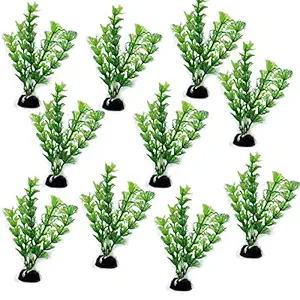 Jainsons Pet Products? Aquarium Decoration Small Green Plant for Fish Tank Set of 10 pcs