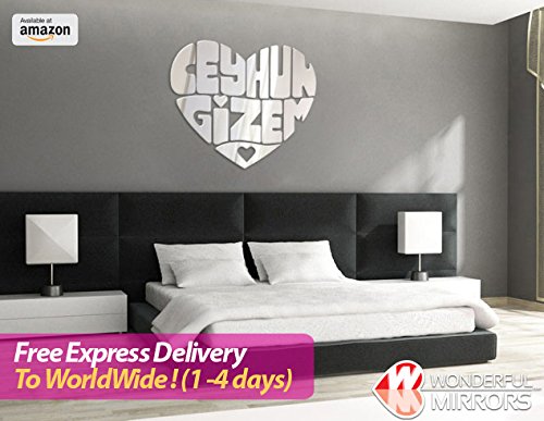 Reflect your love with a Heart-Shaped Mirror Personalized with your Name – Express Delivery to Worldwide via DHL - 2