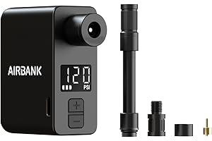 AIRBANK Mini Pompe à vélo avec jauge Pocket Pro, Pompe à air de vélo Max 120PSI arrêt Automatique pour vélo de Route et Ballons, gonfleur de Pneu pour Valve Schrader et Presta
