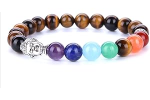 Senidea 7 Chakra Armband (2 Stück oder 1 Stück) Yoga Armband Edelstein Armbänder Natürliche Chakra Steine Lavastein Healing Reiki Energietherapie für Damen Herren