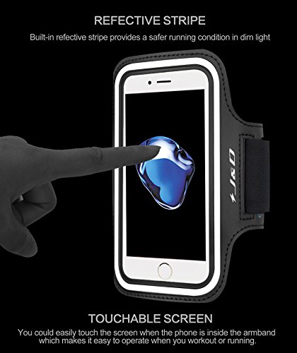 iPhone 7 Brazalete  J D Brazalete Deportivo para Apple iPhone 7  Ranura para Llaves  Conexi  n Perfecta con Auriculares mientras Ejercicios y Carreras - Negro