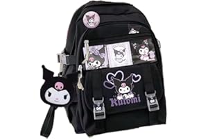 WEERSHUN Edles Elves Ku-romi backpack school bag withe side pokect large suitable for boy girl ​hiking camping picnic, Black, Doll, Card, Badge, L, School Bag