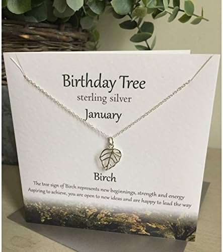 JANUARY Birthday Sterling Silver Tree Necklace-----JANUARY-----BIRCH Presented By Sterling Effectz