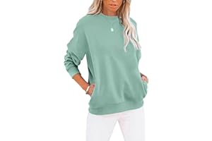 YUANXIAO Sweatshirt Damen Pullover Herbst Winter Rundhals Sweater Farbblock Pulli Langarmshirt Baumwolle Elegant Langarm Oberteile mit Taschen