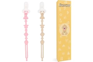 Catenella Portaciuccio Silicone, Jkevow 2 Pezzi Catenella Ciuccio per Ragazzi e Ragazze, Mantiene il Ciuccio Pulito, Morbido, Durevole, Alta Tenacità, Design Monopezzo, rosa albicocca