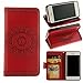 Produktbild Hülle für iPhone 6S,Case für iPhone 6,iPhone 6S Handyhülle Leder Wallet Case,YingC-T Elegant Malerei Mandala Blume Rot Muster Handytasche iPhone 6 6S Schutzhülle Leder Bookstyle Brieftasche Ständer Stand Hülle mit Karte Halterung Magnetverschluss Extra Dünn Tasche Premium Design Klapphülle Flip Schutz Schale Hülle Etui Cover für Apple iPhone 6/6S 4.7 Zoll