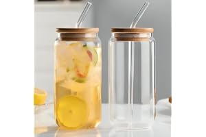 KiKiluxxa Cococola Can Glass Travel Sipper Tumbler Mug with Straw and Lid - 540ml-Pack of 1 - Tea and Coffee Fruit Juice Milk Cup with Straw (Martini)