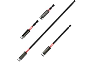 GEINXURN Lot de 4 Porte-Embouts Magnétiques Résistants aux Chocs avec Fonction de Double Verrouillage, Tige Hexagonale en Acier S2 pour Tournevis et Forets (60 mm, 75 mm, 150 mm, 300 mm)