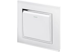 Retrotouch RMS12-W Crystal Single Light Switch, White Chrome Trim, 2-Way, 10AX, White Glass, 86 mm * 86 mm