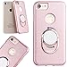 Produktbild VertTek für iPhone 7 Rose Gold Back Hülle 360 Grad Full Body Ring Hülle Weich Silikon TPU Gel Schutzhülle mit Kickstand Ultra Thin Halterung Smart Cover Electroplate PC Halter Handyhülle Ständer Metall Harte Schale rubber Bumper Tasche Etui Einfach Farbe Case