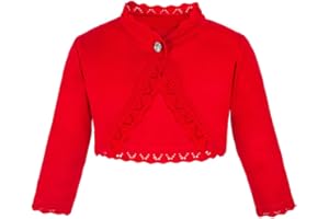Lilax Little Girls' Knit Long Sleeve Button Closure Bolero Cardigan Shrug
