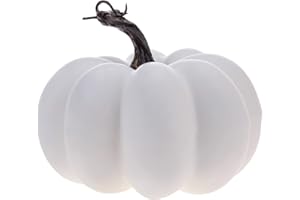 Funzhan Künstlicher Kürbis Dekoration 15 CM Groß Weiß Realistisch Schaum Gefälschte Kürbis Für Bauernhaus Herbst Ernte Thanksgiving Halloween Zuhause Dekor