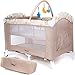 Produktbild Froggy® Kinderreisebett Babybett mit Schlafunterlage, Wickelauflage, Spielbogen, Transporttasche, höhenverstellbar, 120 x 60 cm in Beige