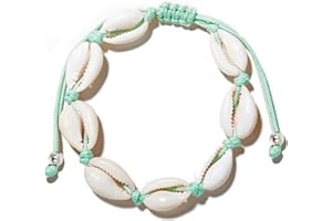 Only faith Tobillera ajustable tejida de conchas naturales de mar para Playa y Verano Pulsera de tela con caracoles De Tobillo para Mujer Hecho a mano