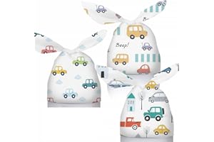 GDVONE 50 Pezzi Sacchetti Compleanno, Sacchetti di Caramella Borsa 14*23cm Con Orecchie da Coniglio,Biscotti Cioccolato Frutta Secca Torte Sacchetto per Caramella Regalo per Festa, Compleanno (auto)