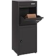 Premium Complete Steel Delivery Parcel & Letter Drop off Outdoor Large Secure Mail Package Parcel Lockable PostBox Waterproof Anti Theft Design,Fixings, Heavier 20kg 41cm X 38cm X 102cm, (Black)