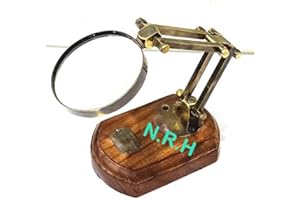 NAUTICAL REPLICA HUB Lupa de latón náutico con soporte de madera para escritorio de estilo vintage